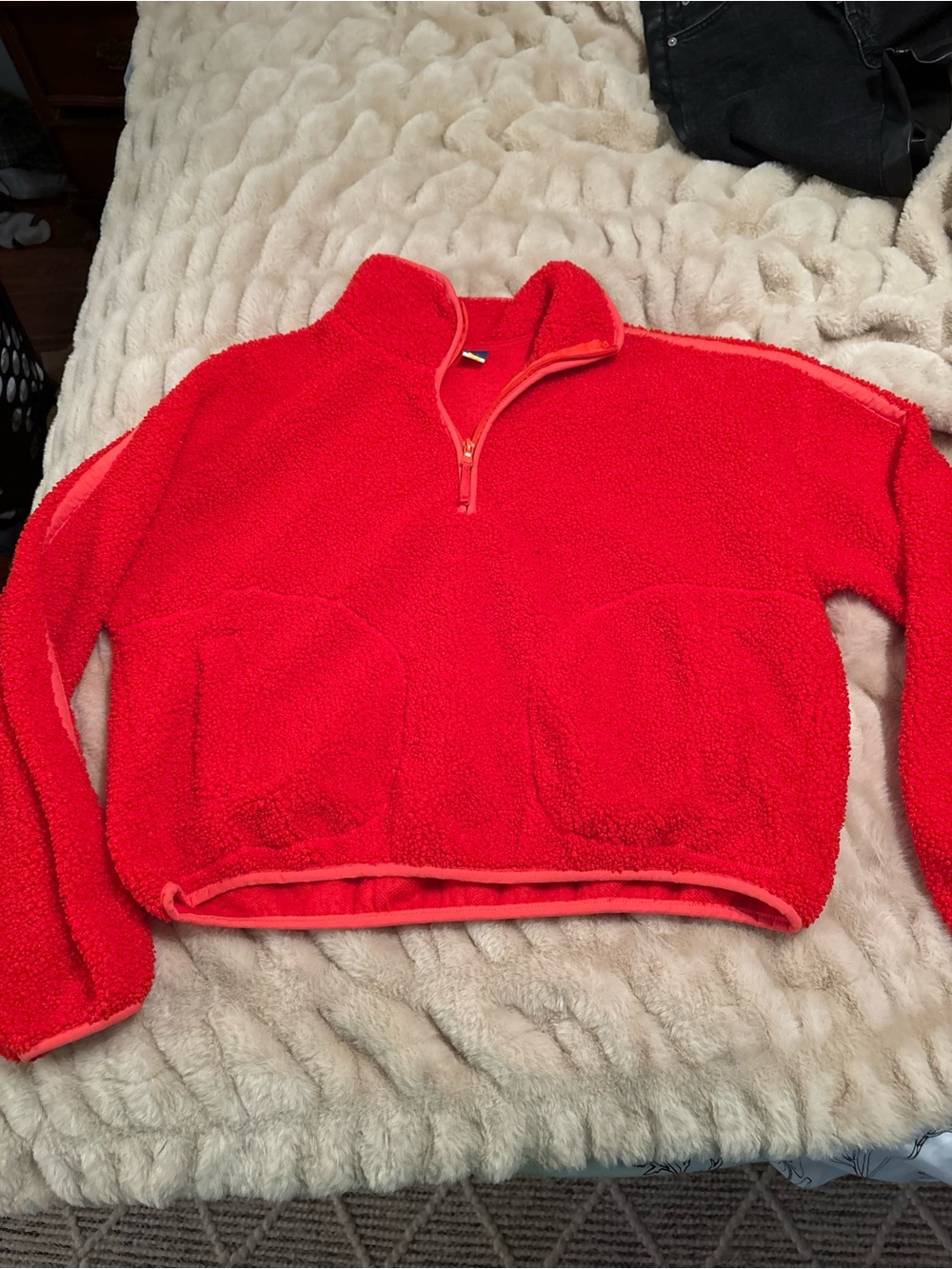 Old Navy Red Sherpa Quarter-Zip Pullover